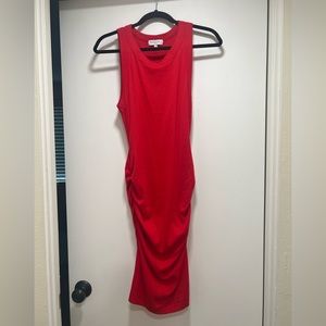 Michael Stars Red Ribbed Midi Dress Size:M